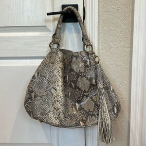 G.I.L.I. Gili LARGE Leather Snakeskin Shoulder Bag New